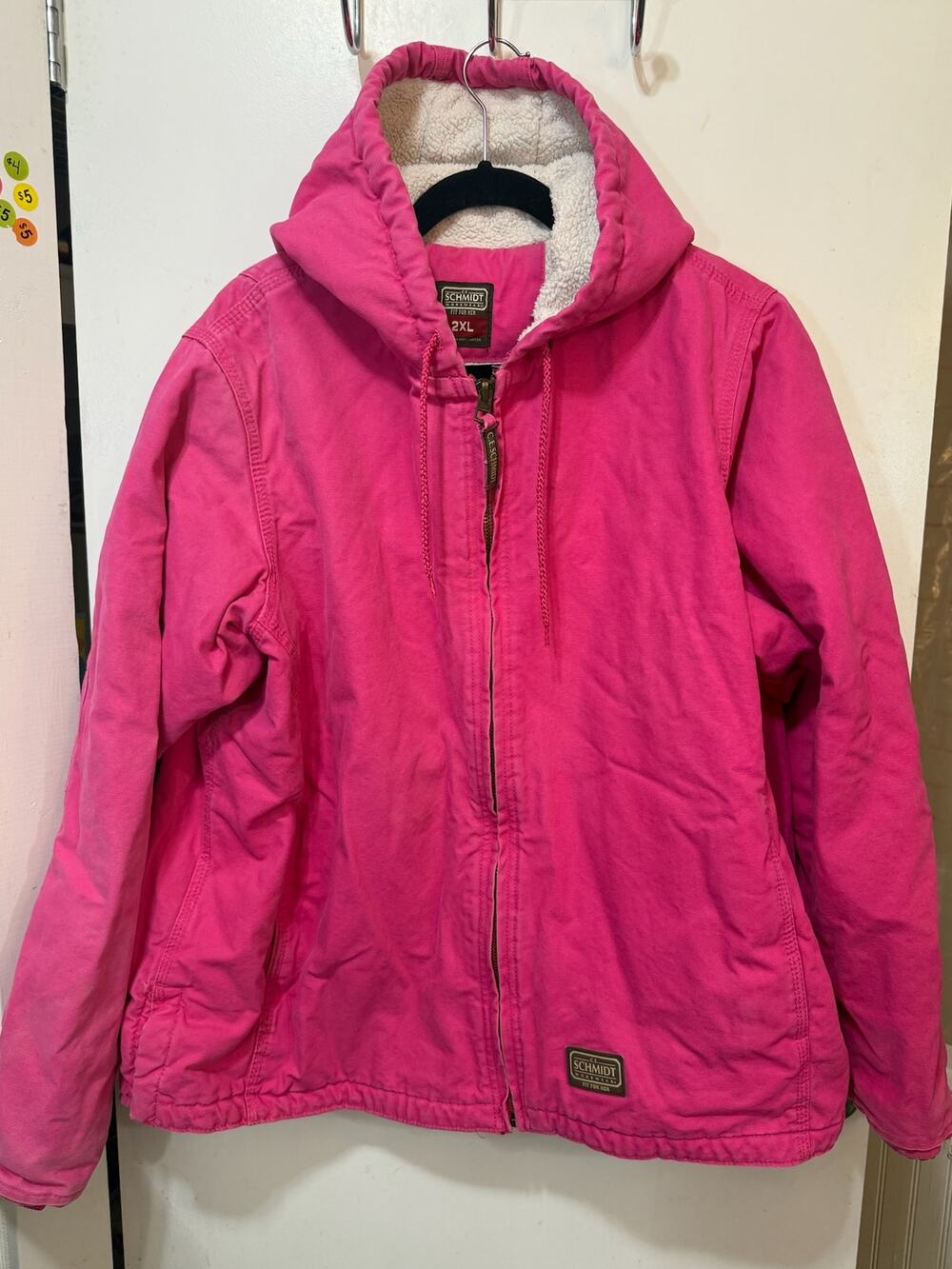 Schmidt Workwear hot pink heavy duty hooded work jacket - 2XL